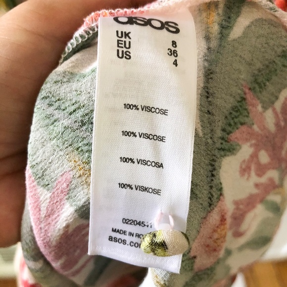 ASOS Long Sleeve Tropical Print Midi Dress Size 4 - Picture 9 of 16